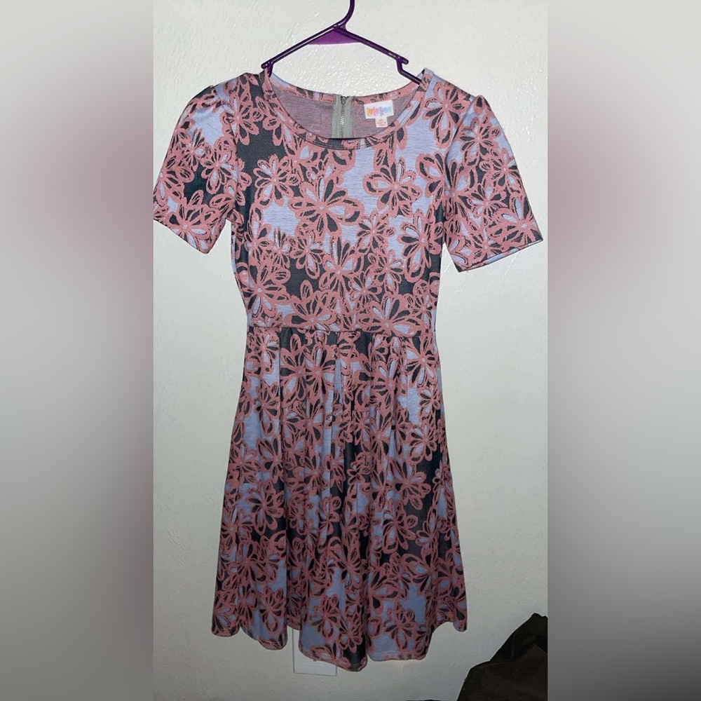 LuLaRoe Asymmetrical Dress in Pink and Black Floral